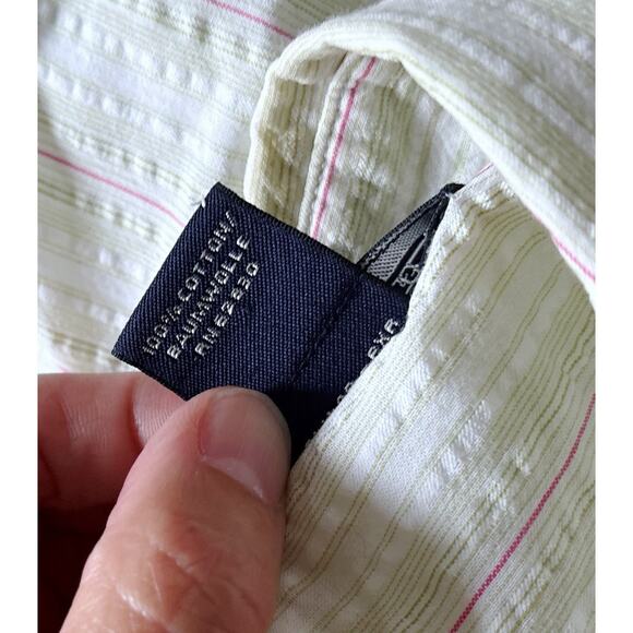 LANDS END Womens Size 12 Striped Sleeveless Ruffled Collared Button Front Shirt - Picture 7 of 8